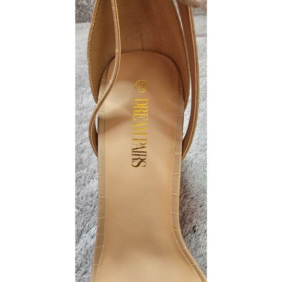 NEW Dreampairs Block Heel Ankle Strap Open Toe Party Dress Nude Tan‎ Pump 10M - Picture 3 of 6
